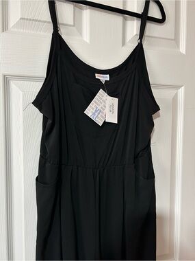LuLaRoe XL Black Leola wide leg cami Jumpsuit with Pockets.